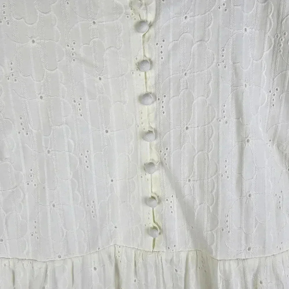 NWOT Madewell Women’s Cream Eyelet Preppy Above Knee Mini Dress Size M - Picture 8 of 10